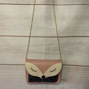 Adorable Vegan Leather Pink Fox Crossbody Bag
